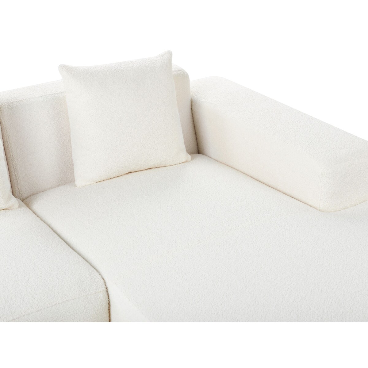 Narożnik LUNGO Boucle Biały dla 4 osób Lewostronny