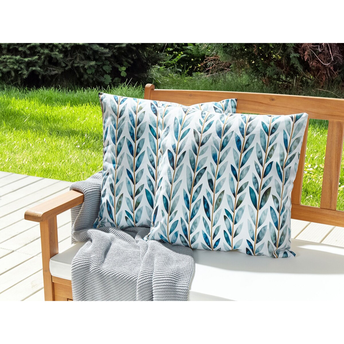 2 poduszki ogrodowe w liście 45 x 45 cm biało-zielone LOANO