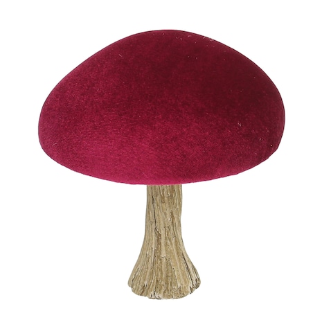 Dekoracja Velvet Mushroom 17 cm ruby, 16x17 cm
