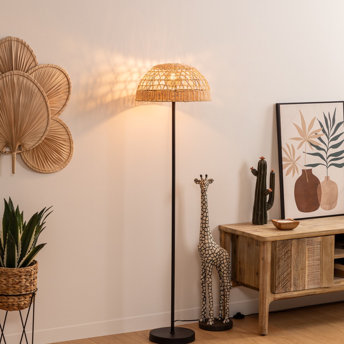 Lampa podłogowa RORY z plecionym abażurem, Ø 40 x 150,5 cm