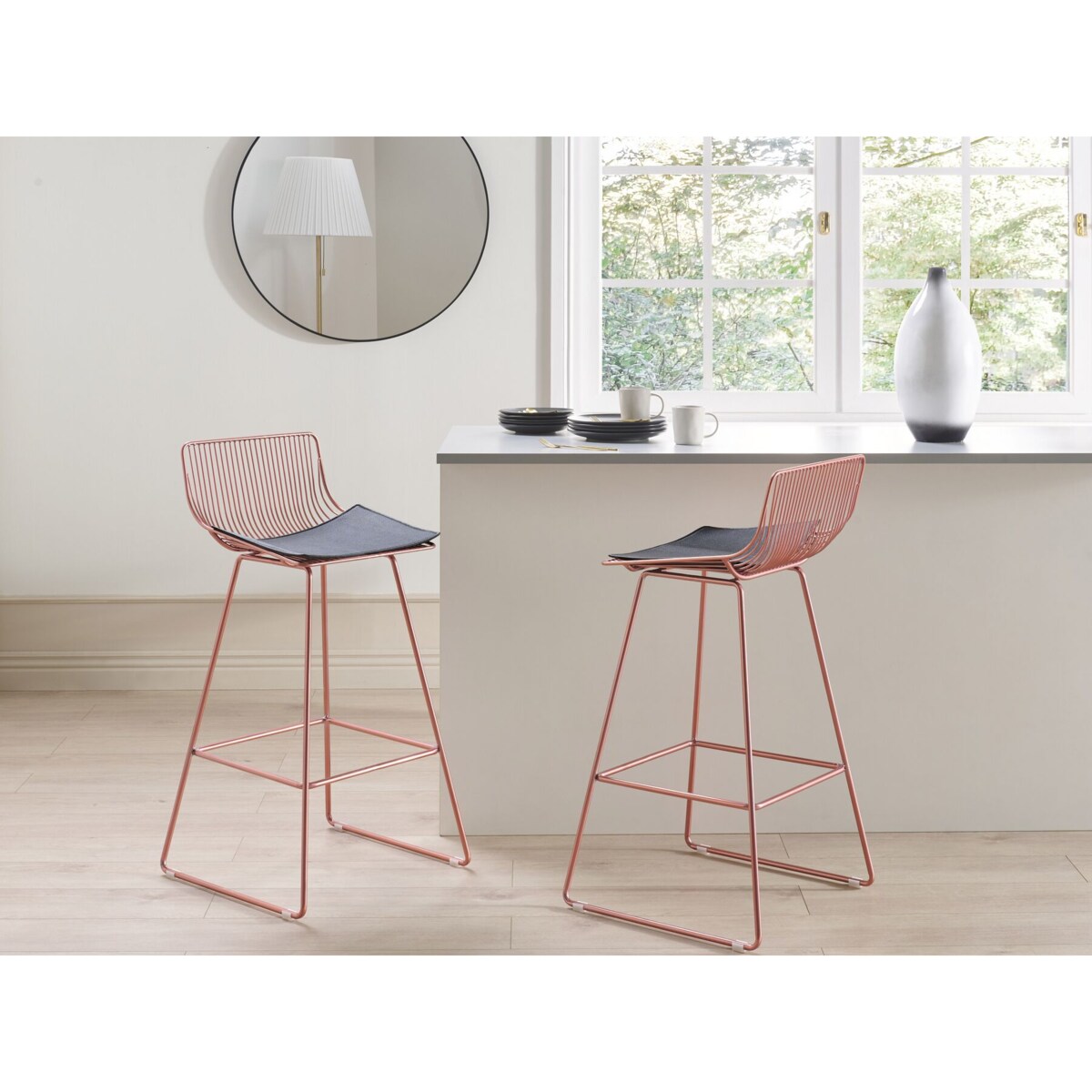 Zestaw 2 krzeseł barowych metalowy złoty róż FREDONIA