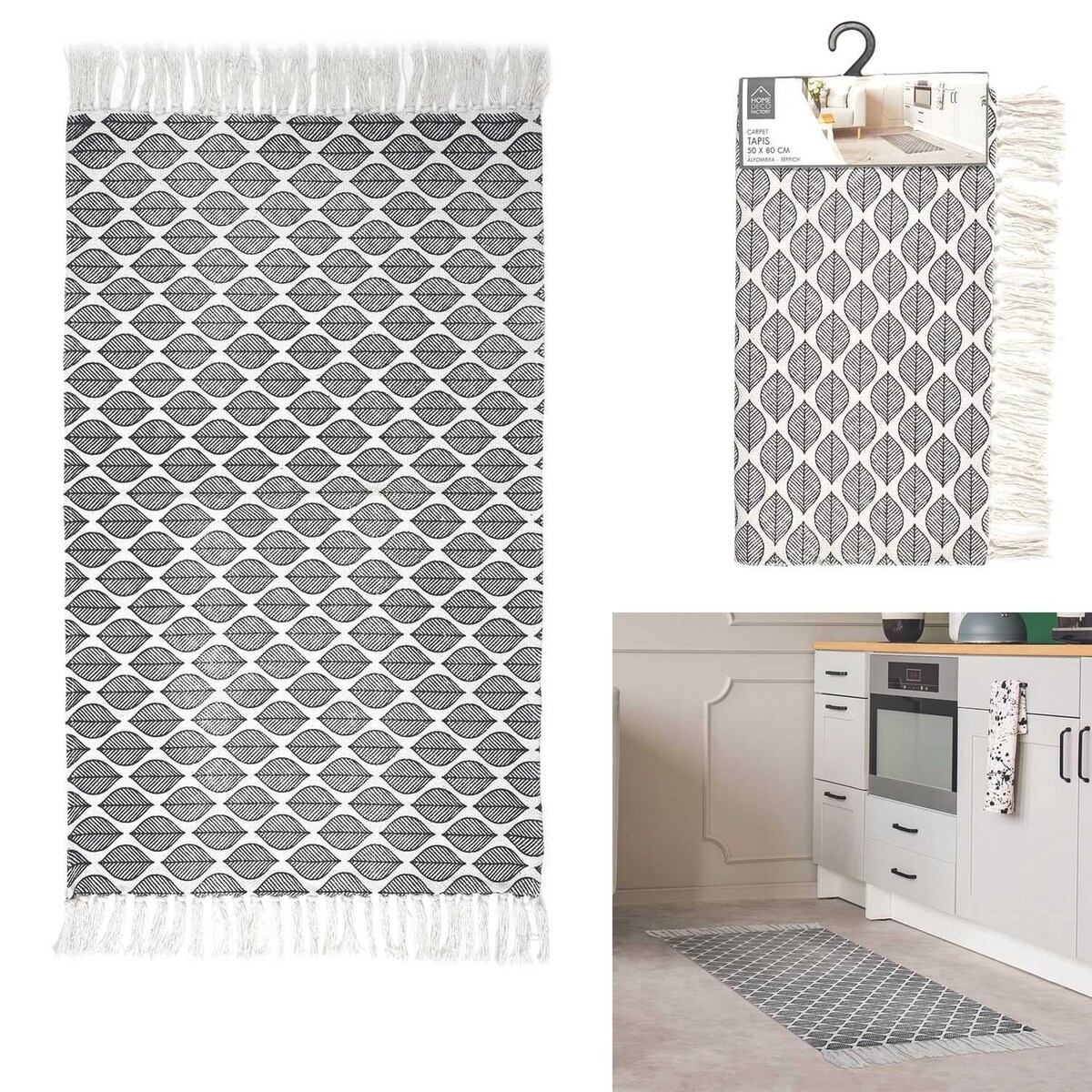 Dywanik bawełniany Zeste czarno-biały