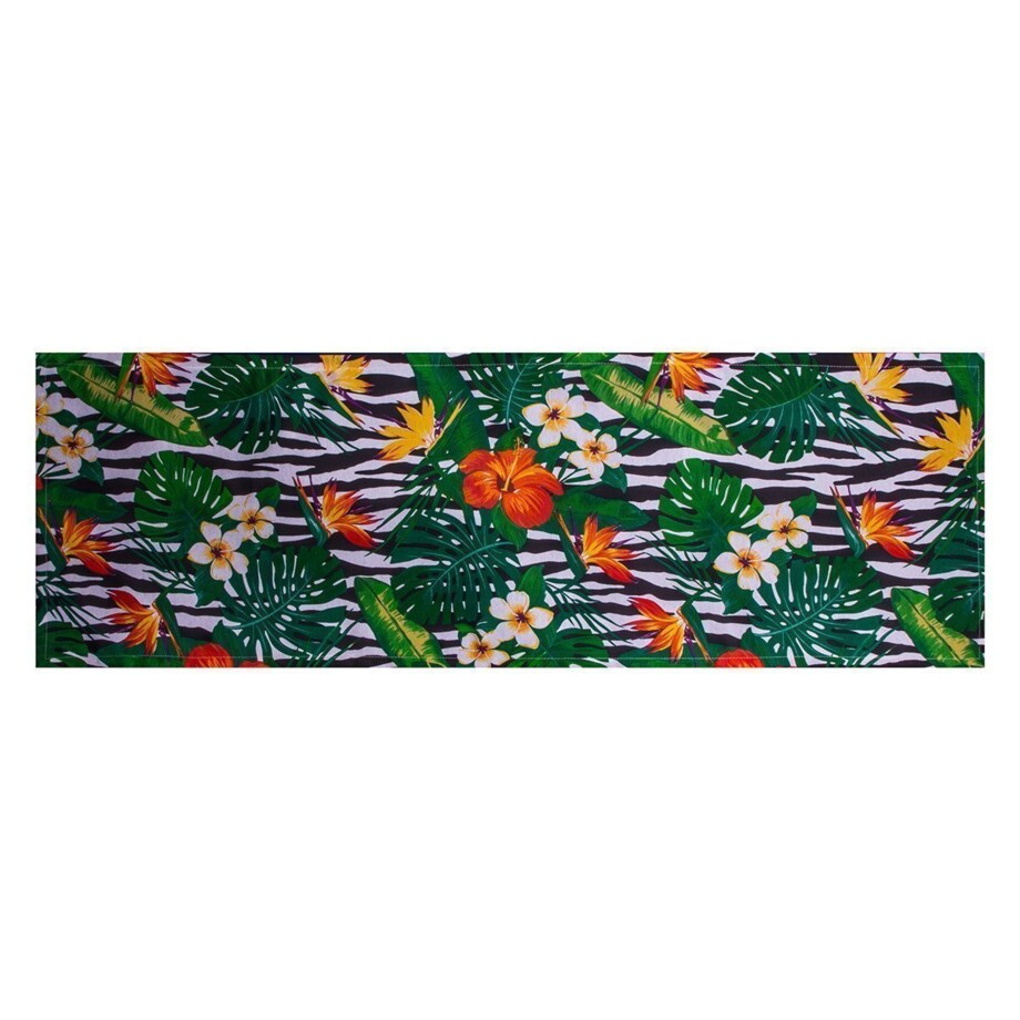 Konsimo MONTERI Bieżnik, zielony/biały/czarny/pomarańczowy