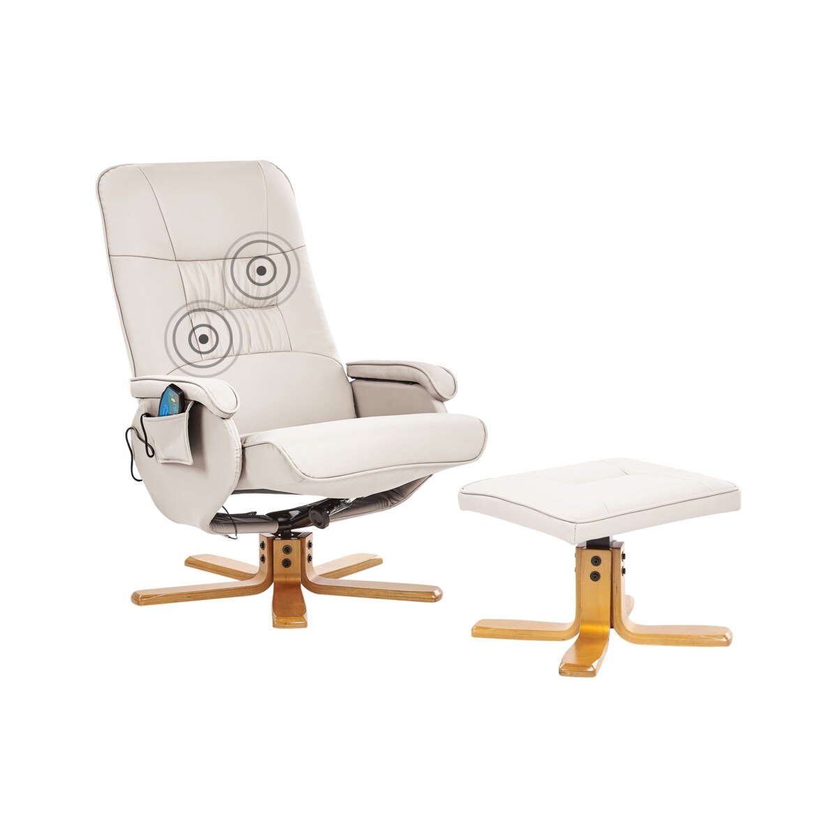 Fotel z masażem RELAXPRO Ekoskóra Jasnobeżowy