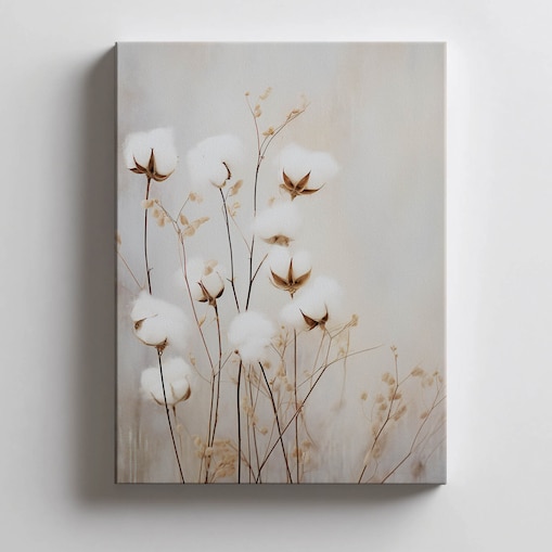 Kwiaty bawełny, 40x50 cm, bez ramy, płótno premium na blejtramie
