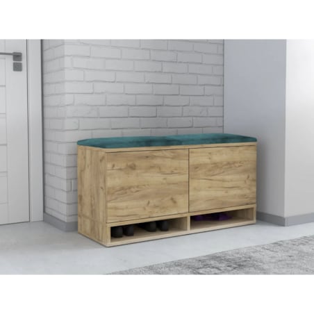 Szafka na buty z siedziskiem DUBAI dąb craft/zielona