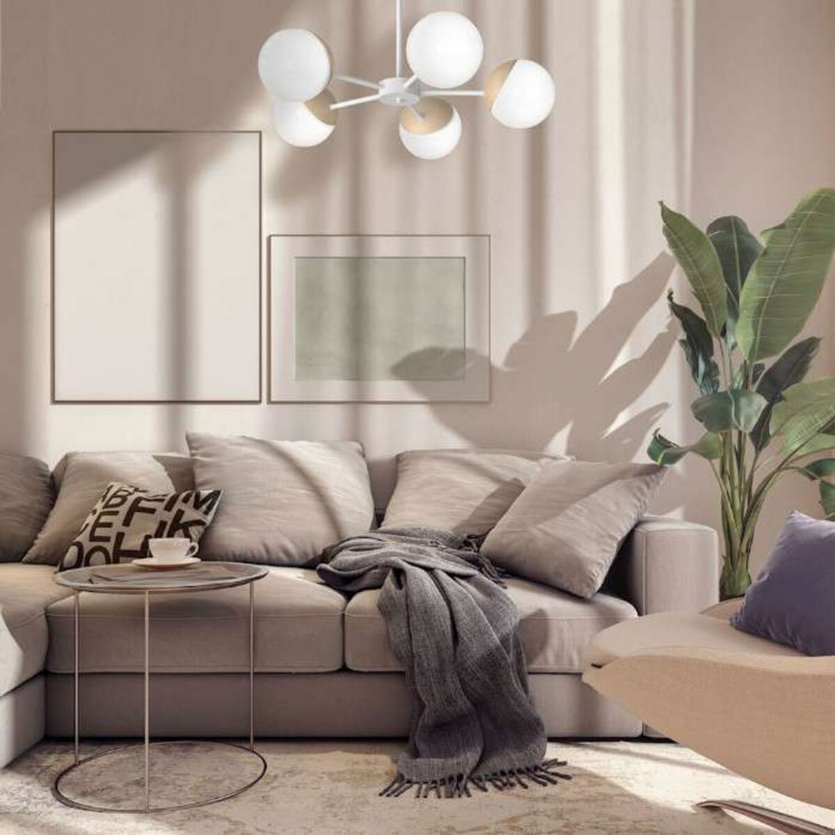 Skandynawska LAMPA sufitowa SFERA WOOD MLP5433 Milagro loftowa OPRAWA plafon szklane kule białe drewno