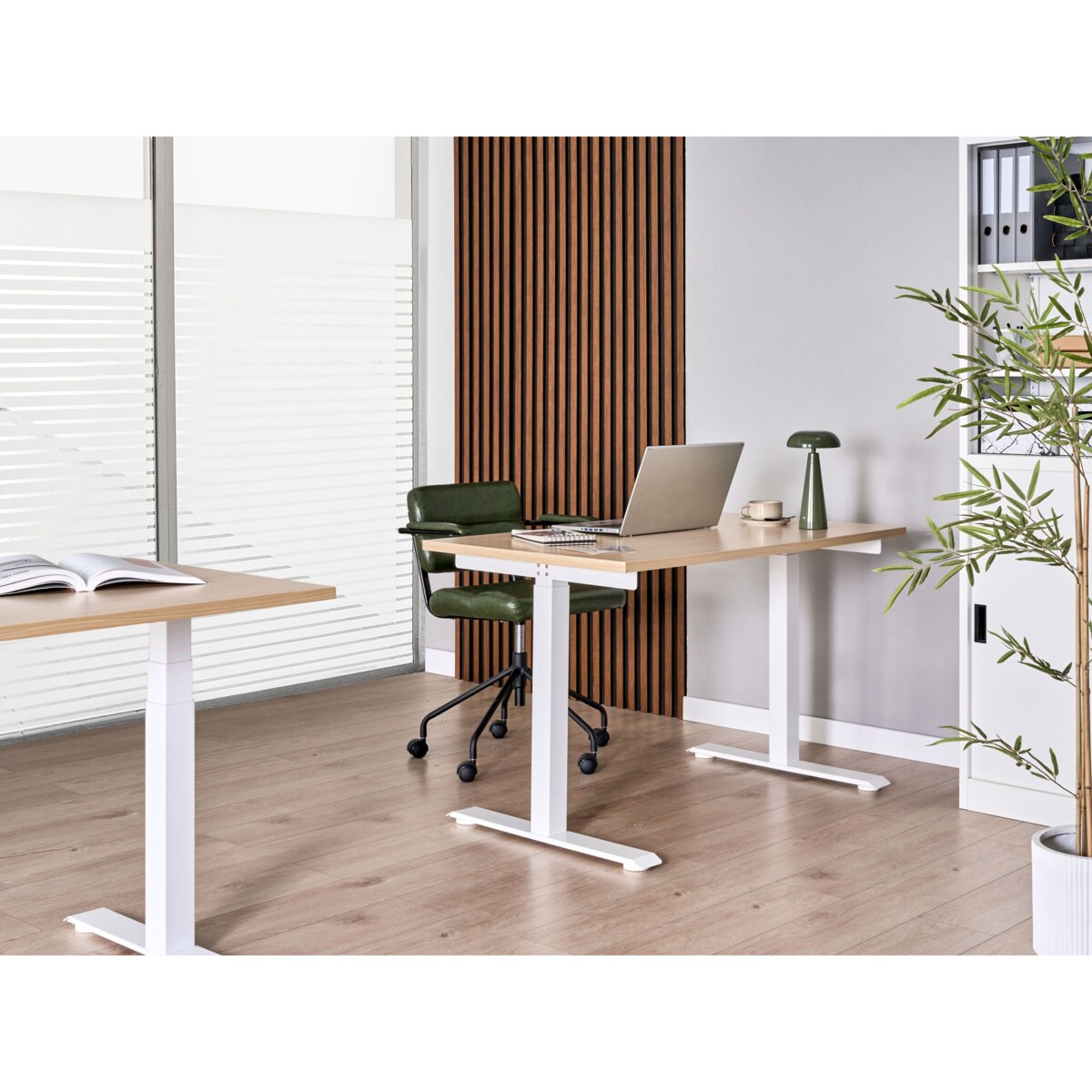 Biurko regulowane elektrycznie DESTINES Jasny brąz/ biały 120 cm 60 cm