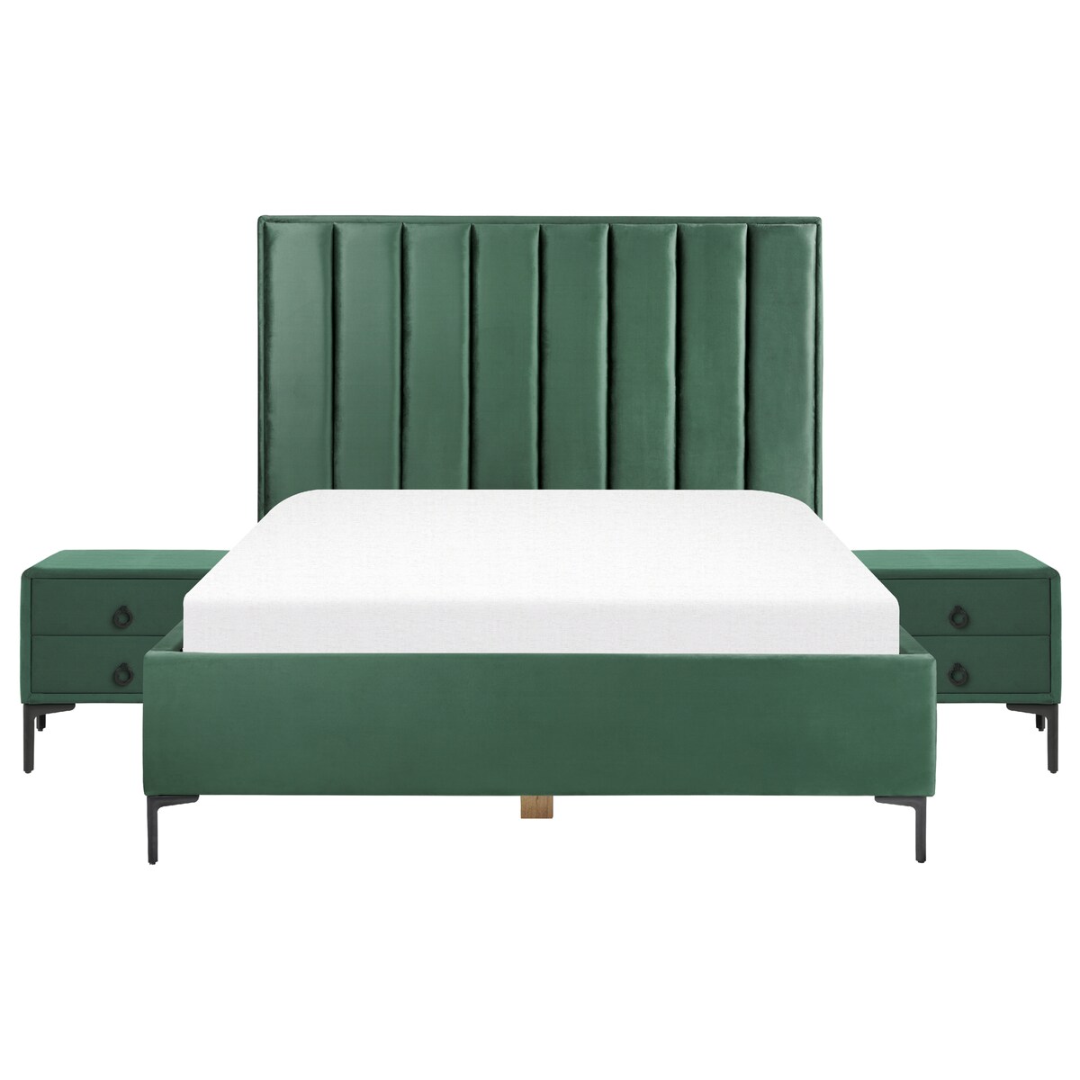 Zestaw do sypialni SEZANNE Welur Ciemnozielony 160 x 200 cm