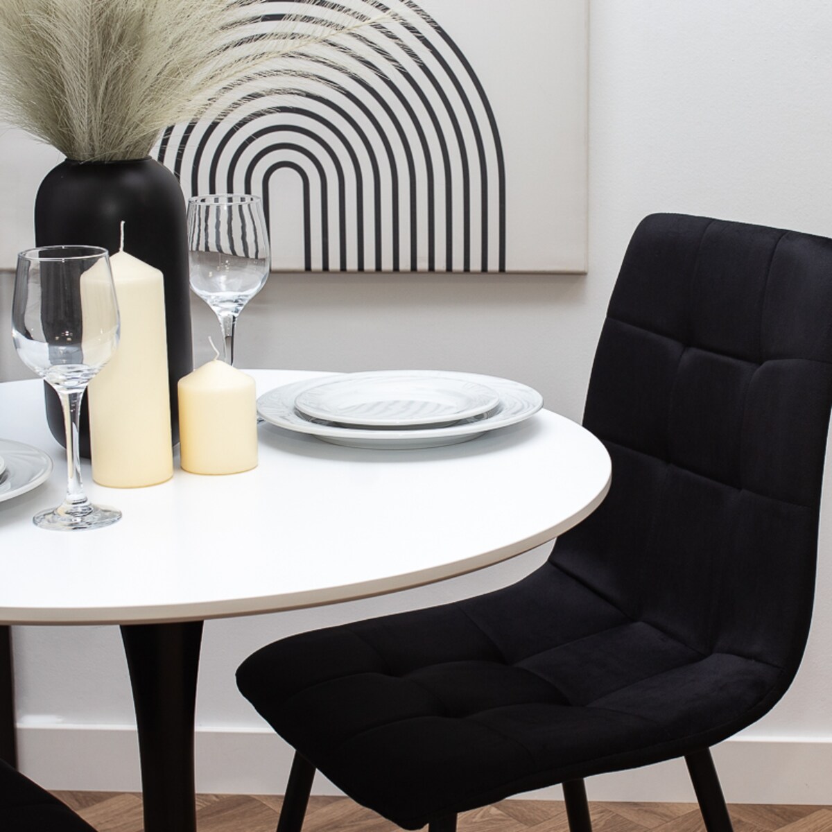 Stół okrągły 80cm biały blat nowoczesny minimalistyczny