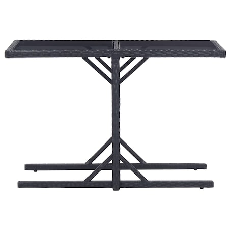 vidaXL Stół ogrodowy, czarny, 110 x 53 x 72 cm, szkło i polirattan