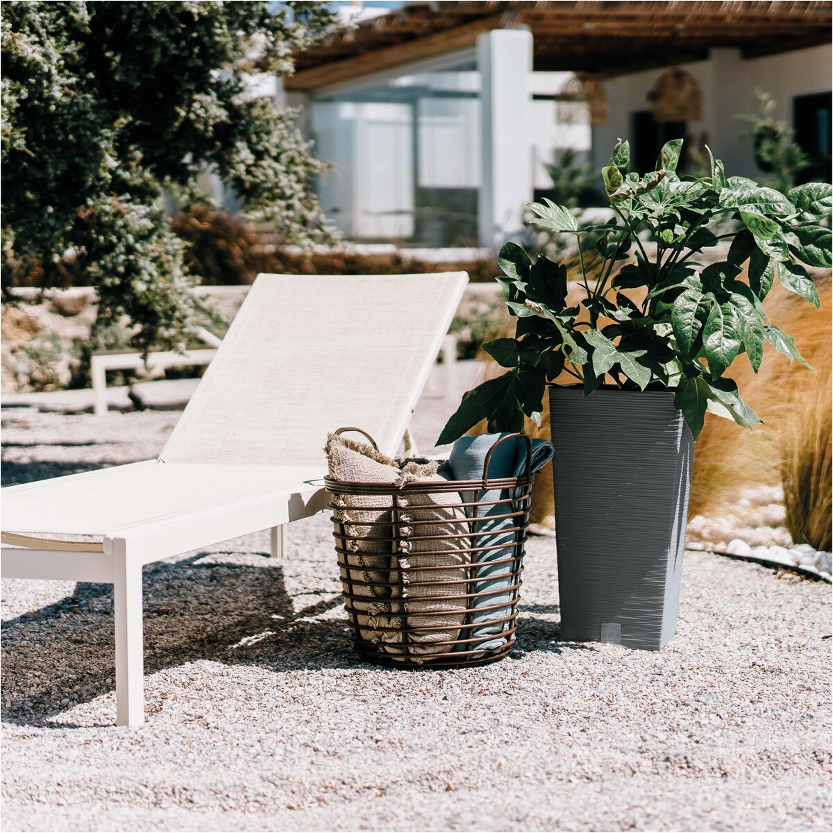 Doniczka Donica Ogrodowa 34,5 Cm Kwadratowa Na Taras Do Ogrodu Domu Szara