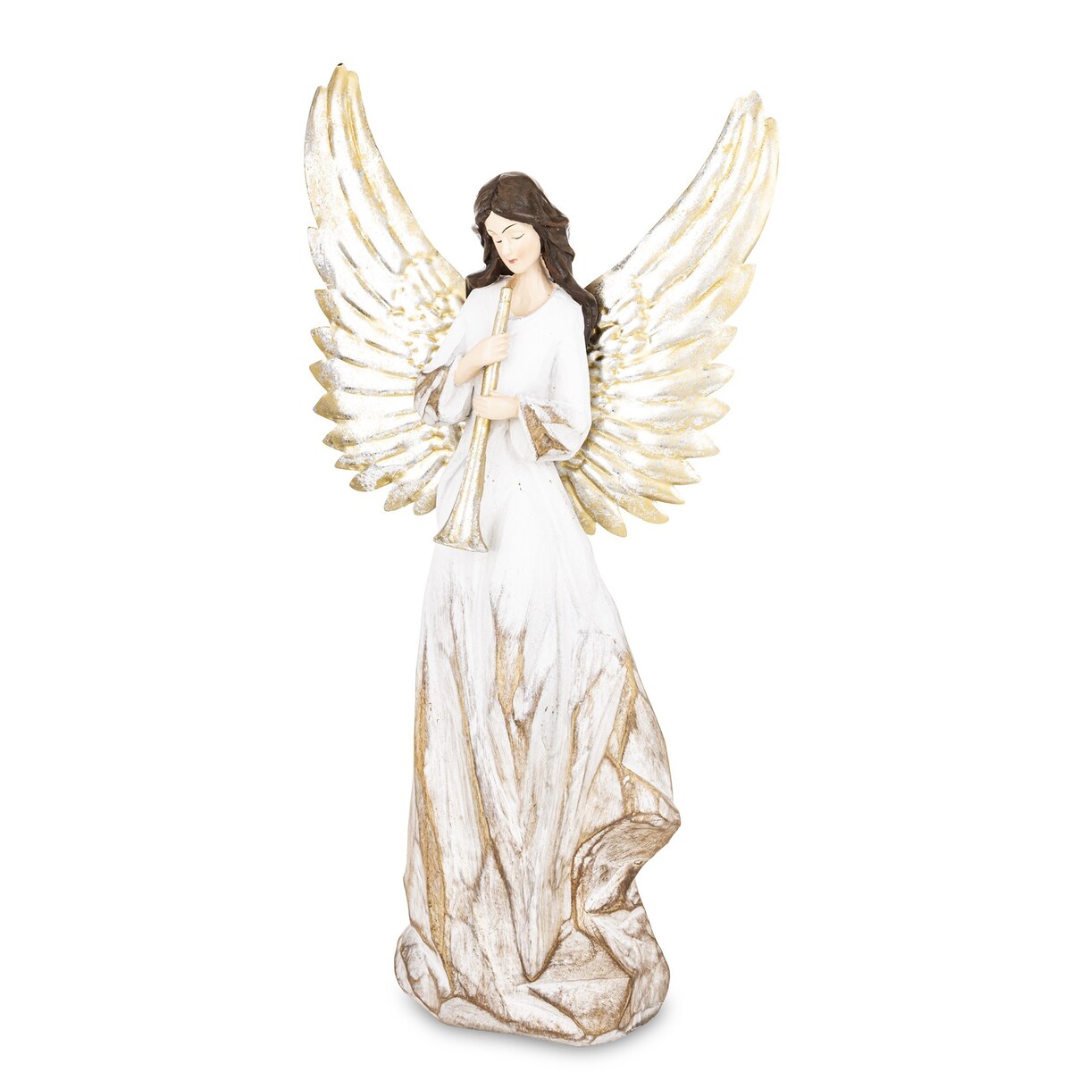 Dekoracja - anioł 35,5x18x9 cm ANZOLO z trąbką