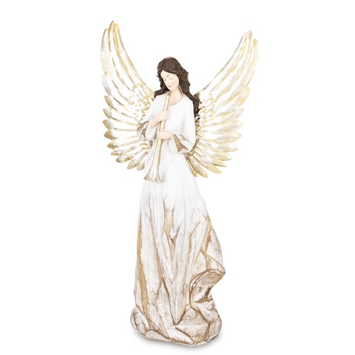 Dekoracja - anioł 35,5x18x9 cm ANZOLO z trąbką