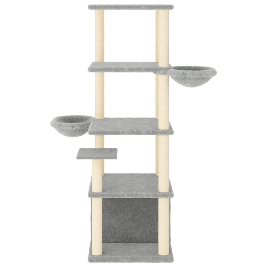 vidaXL Drapak dla kota z sizalowymi słupkami, jasnoszary, 147 cm