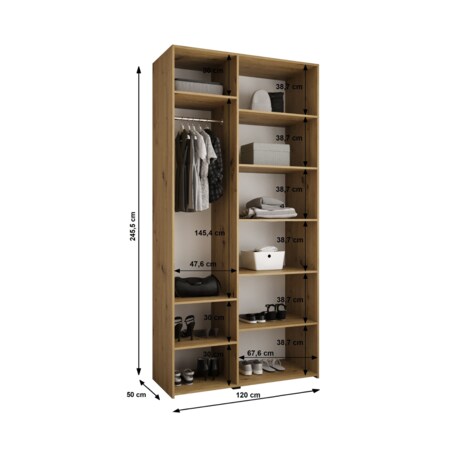 Szafa trzydrzwiowa Como 3 120 gł.50 kaszmir+czarny