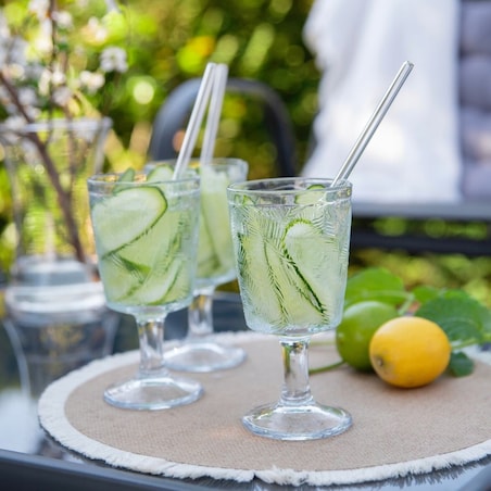 KIELICH SZKLANKA WYSOKA do wody soki napoje jadalnia 6x 340 ml szkło wzorek