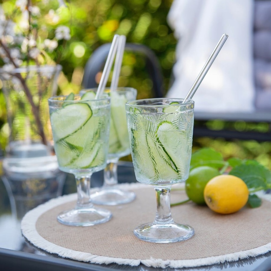 KIELICH SZKLANKA WYSOKA do wody soki napoje jadalnia 6x 340 ml szkło wzorek