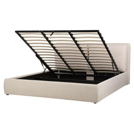 Łóżko z pojemnikiem 180 x 200 cm jasnobeżowe BAJONNA