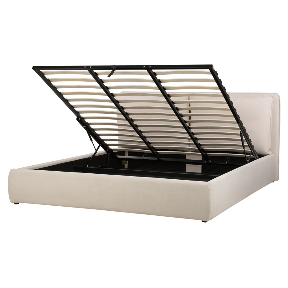 Łóżko z pojemnikiem 180 x 200 cm jasnobeżowe BAJONNA