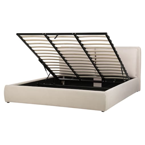 Łóżko z pojemnikiem 180 x 200 cm jasnobeżowe BAJONNA