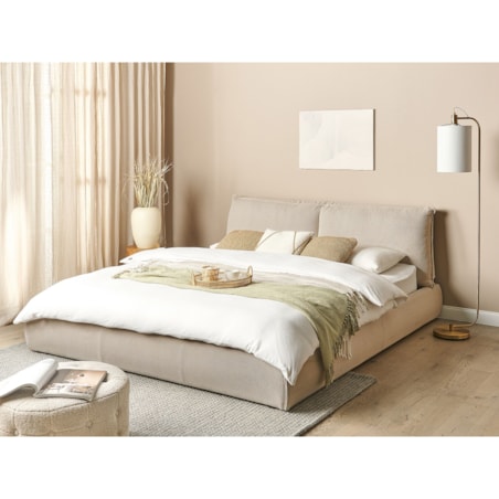 Łóżko tapicerowane 180 x 200 cm beżowe VINAY