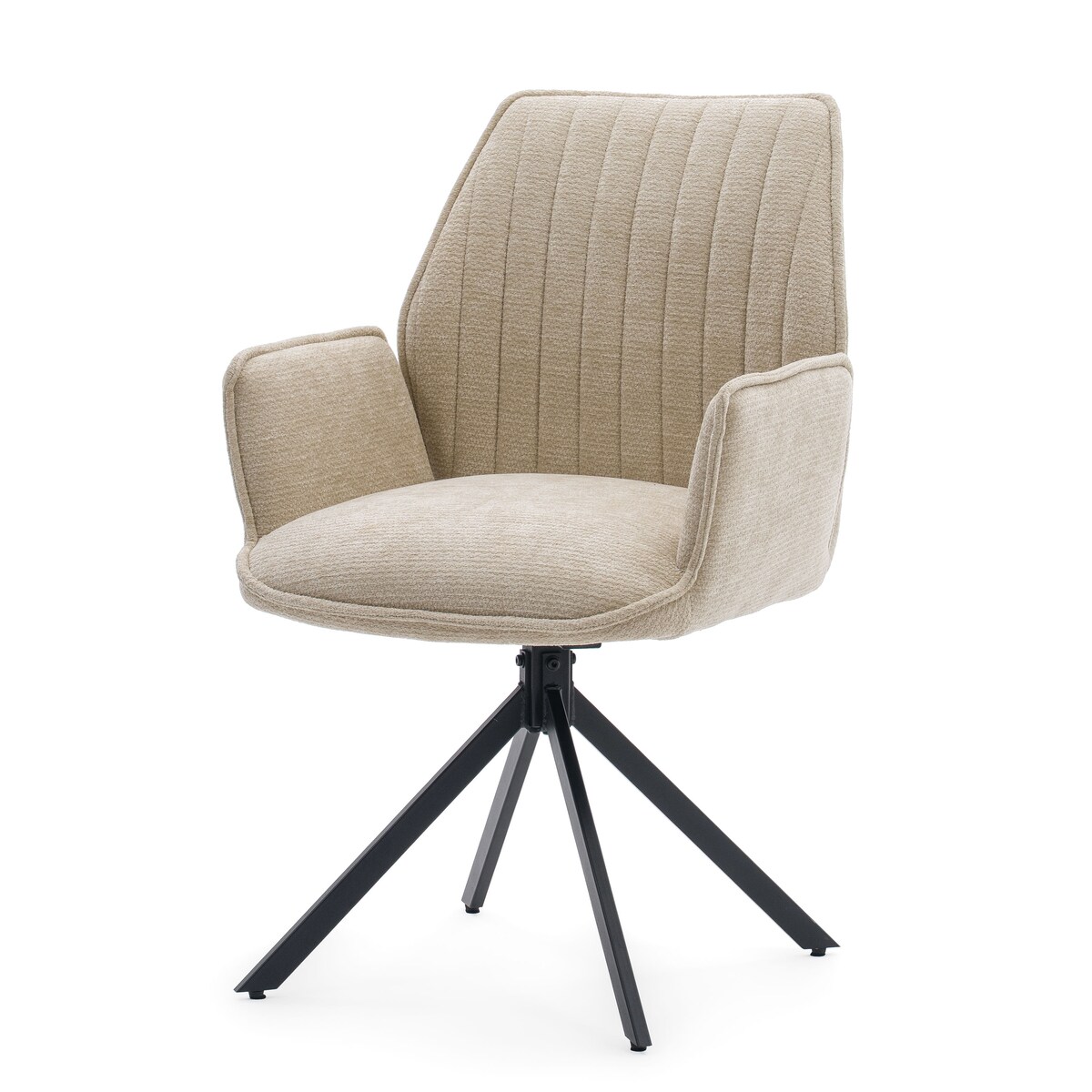 Krzesło tapicerowane obrotowe szenilowe do salonu MERANO jasnobeżowe