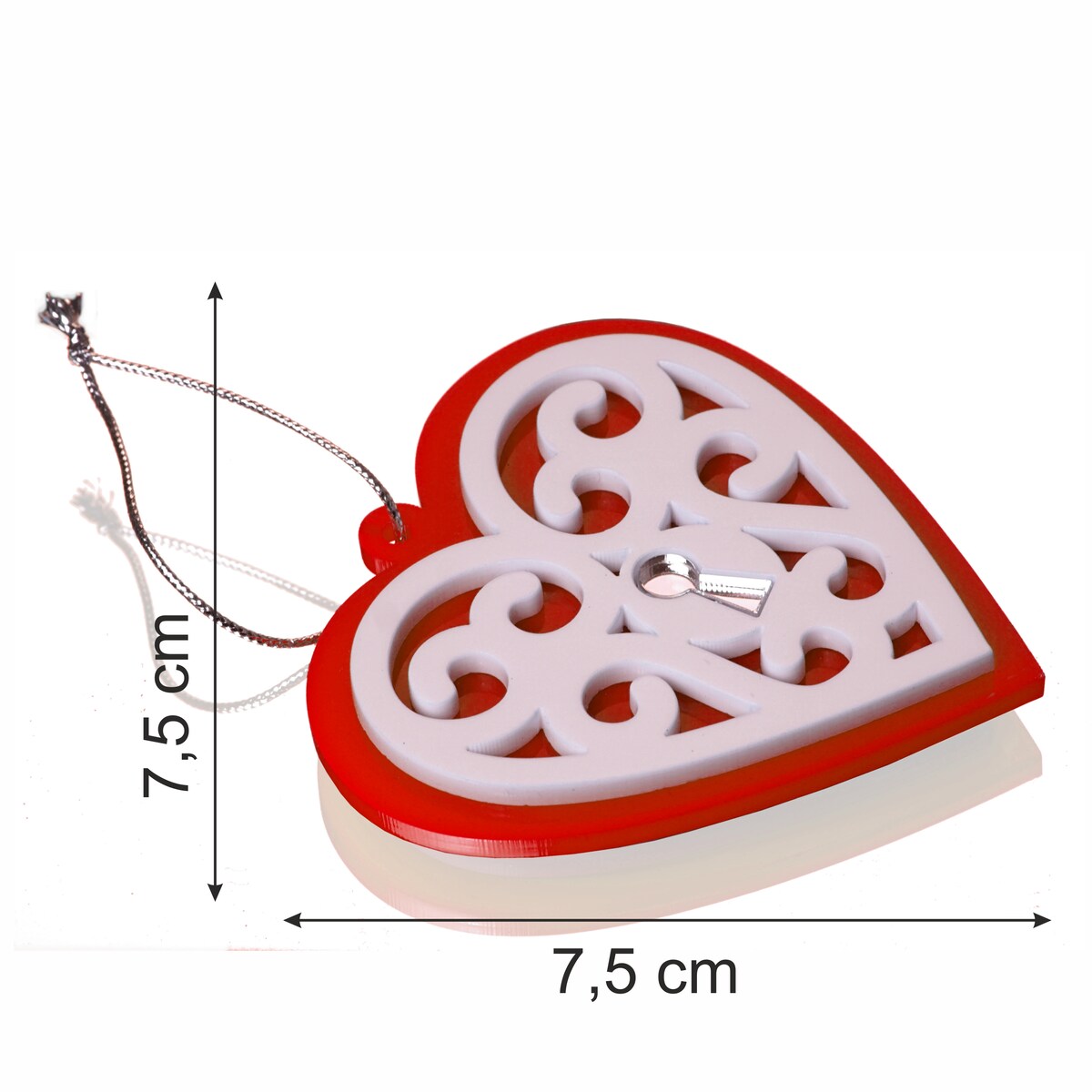 Dekoracja bożonarodzeniowa Serce Czerwone Ażur 6szt.