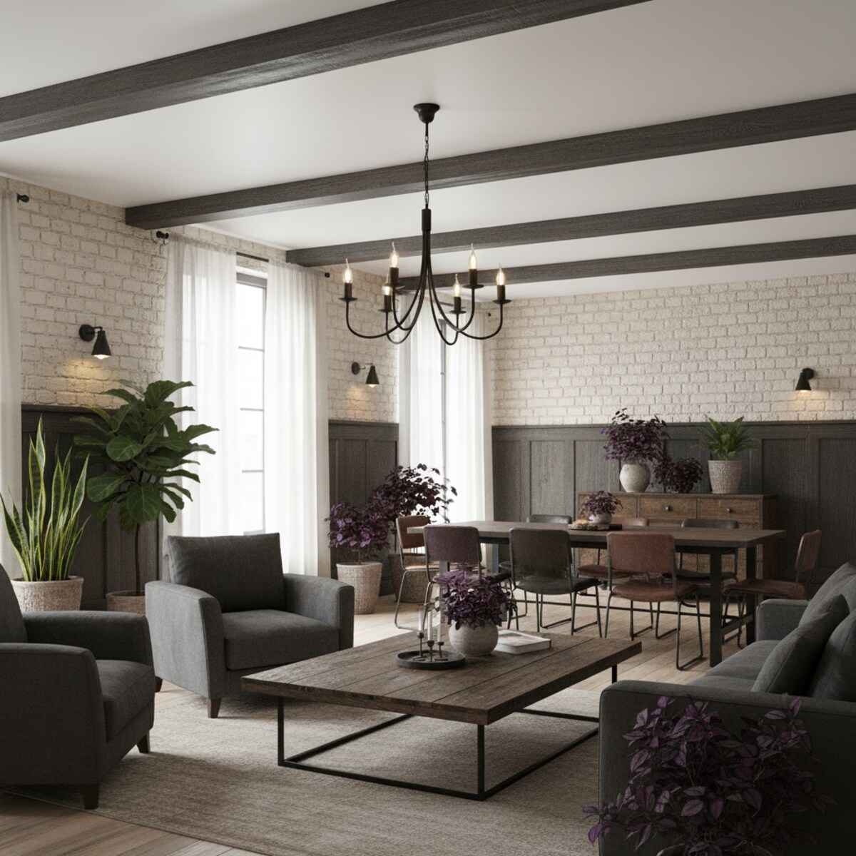 czarna lampa wisząca sufitowa 6 punktowa edylit loft do kuchni