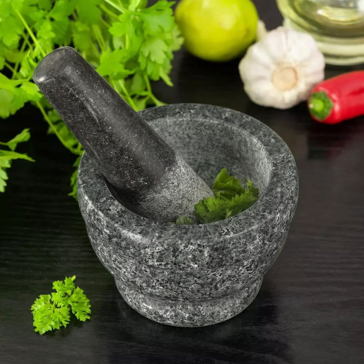 Moździerz kuchenny do przypraw granitowy kamienny 14x10cm KINGHOFF