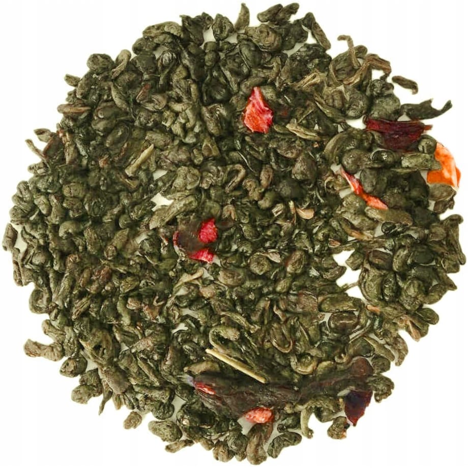 Herbata zielona POZIOMKOWA hibiskus truskawki premium na prezent upominek - herbata liściasta sypana mieszanka napar susz