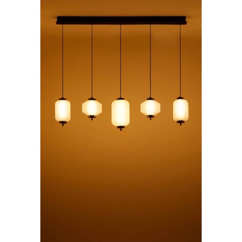 Lampa wisząca LED z metalu i szkła z 5 punktami świetlnymi Necsar