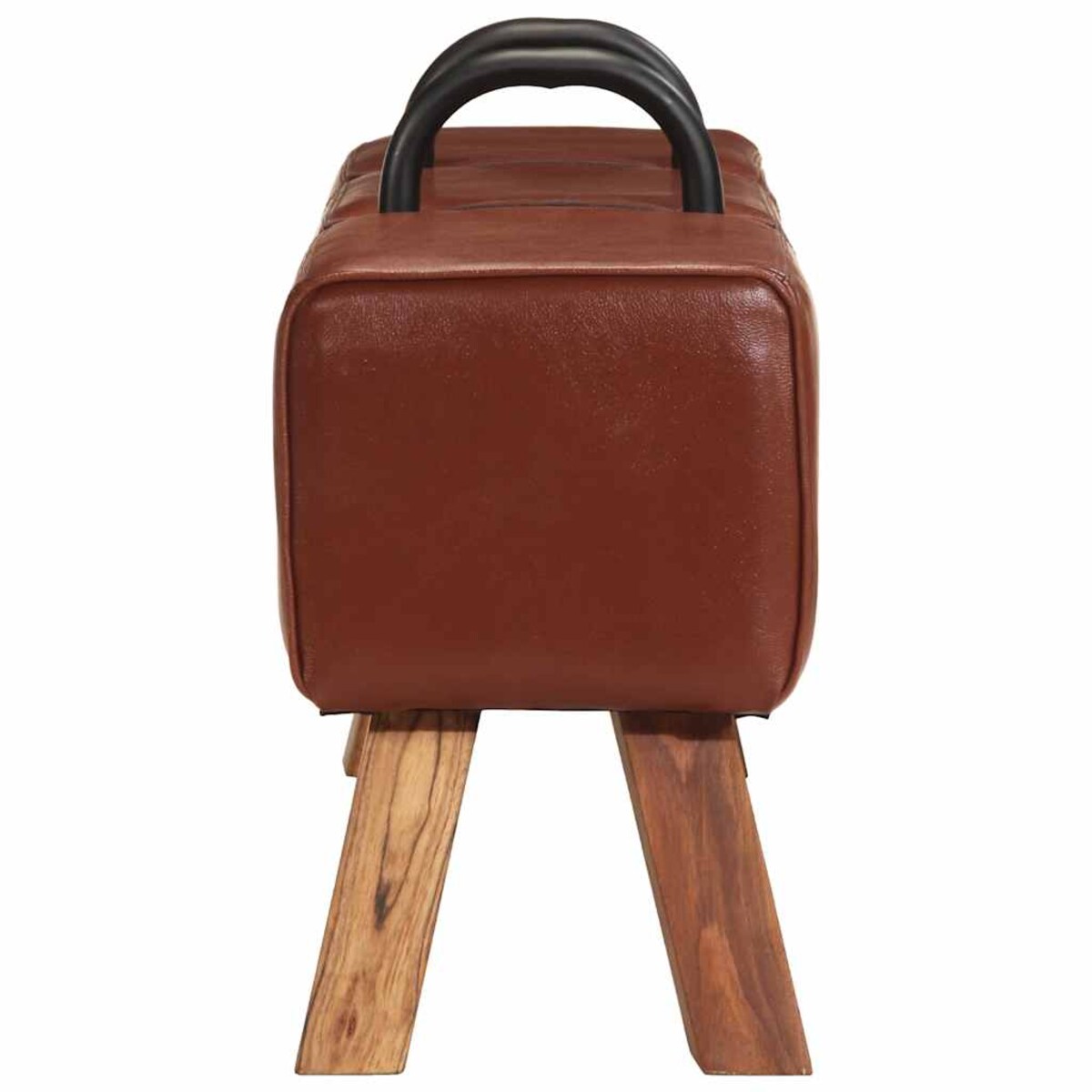 vidaXL Ławka vintage z uchwytami, naturalna kozia skóra