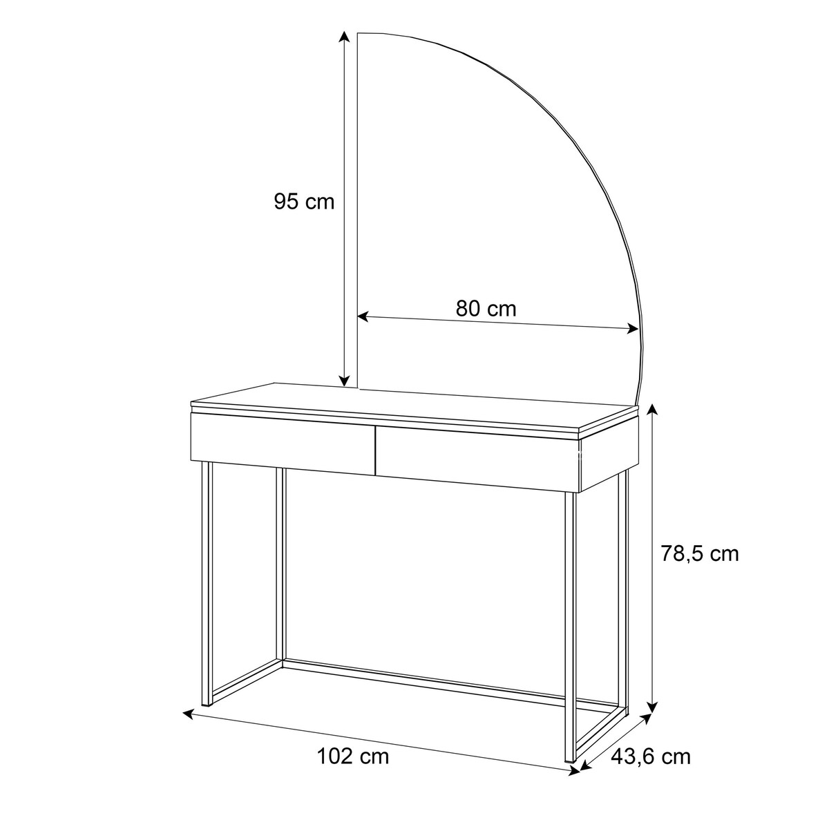 Toaletka AURORA-Q kaszmir złoty chrom lustro prawe