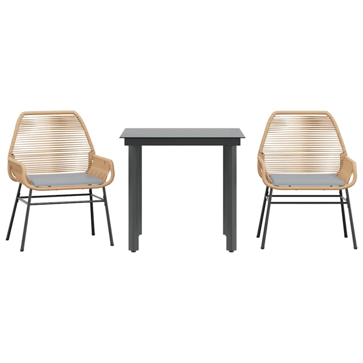 vidaXL 3-częściowy zestaw ogrodowy poduszkami brązowy polirattan szkło