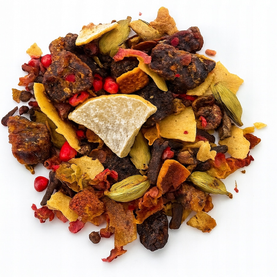 Herbata owocowa ZIMOWY SEKRET - rozgrzewająca mieszanka przypraw i owoców - sypana liściasta herbata PREMIUM na prezent upominek podarunek Cup&You