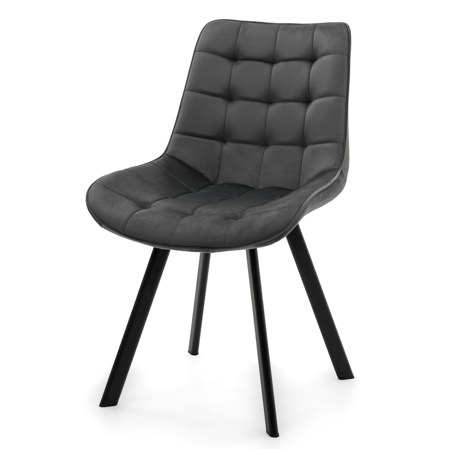 KRZESŁO TAPICEROWANE WELUROWE DO SALONU JADALNI GLAMOUR SZARE TORI