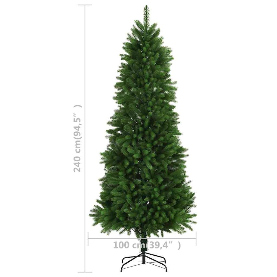 vidaXL Sztuczna choinka z lampkami i bombkami, 240 cm, zielona