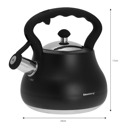 Czajnik stalowy z gwizdkiem 2.7L czarny KLAUSBERG