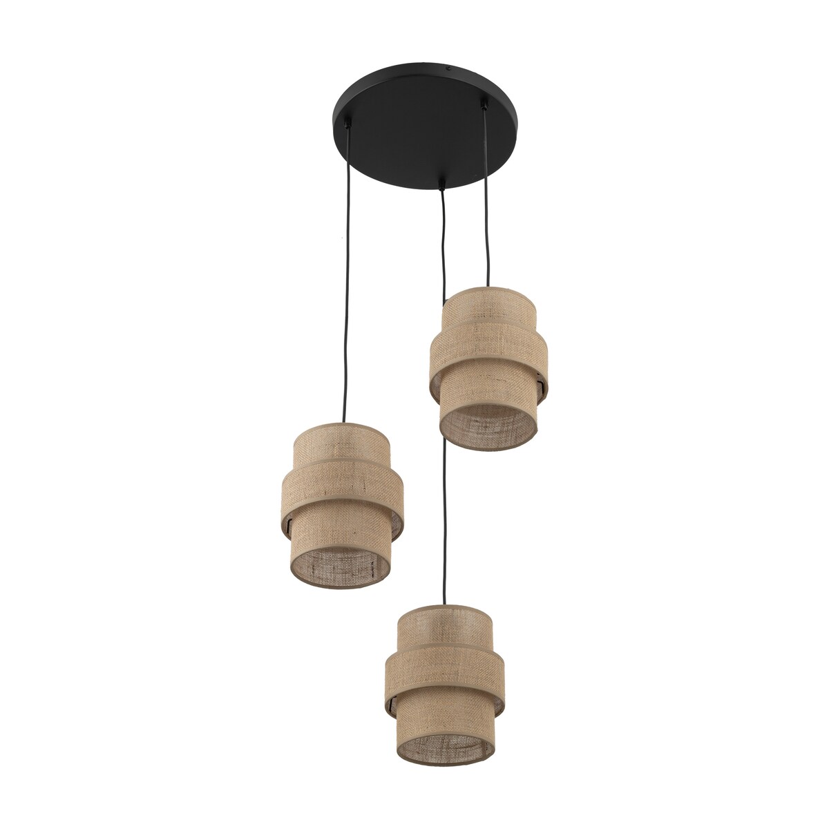 Lampa wisząca TK Lighting CALISTO JUTA 6098 3xE27 czarna z jutą regulowana 45 cm