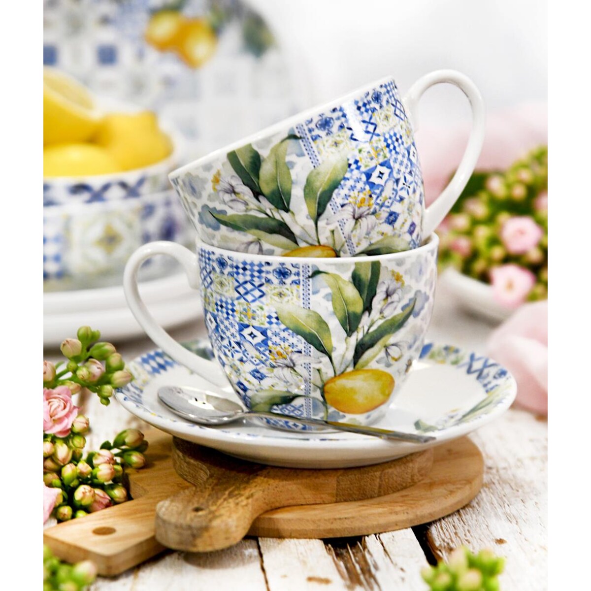 VILLA ITALIA Filiżanka ze spodkiem porcelanowa 240 ml LIMONETTI