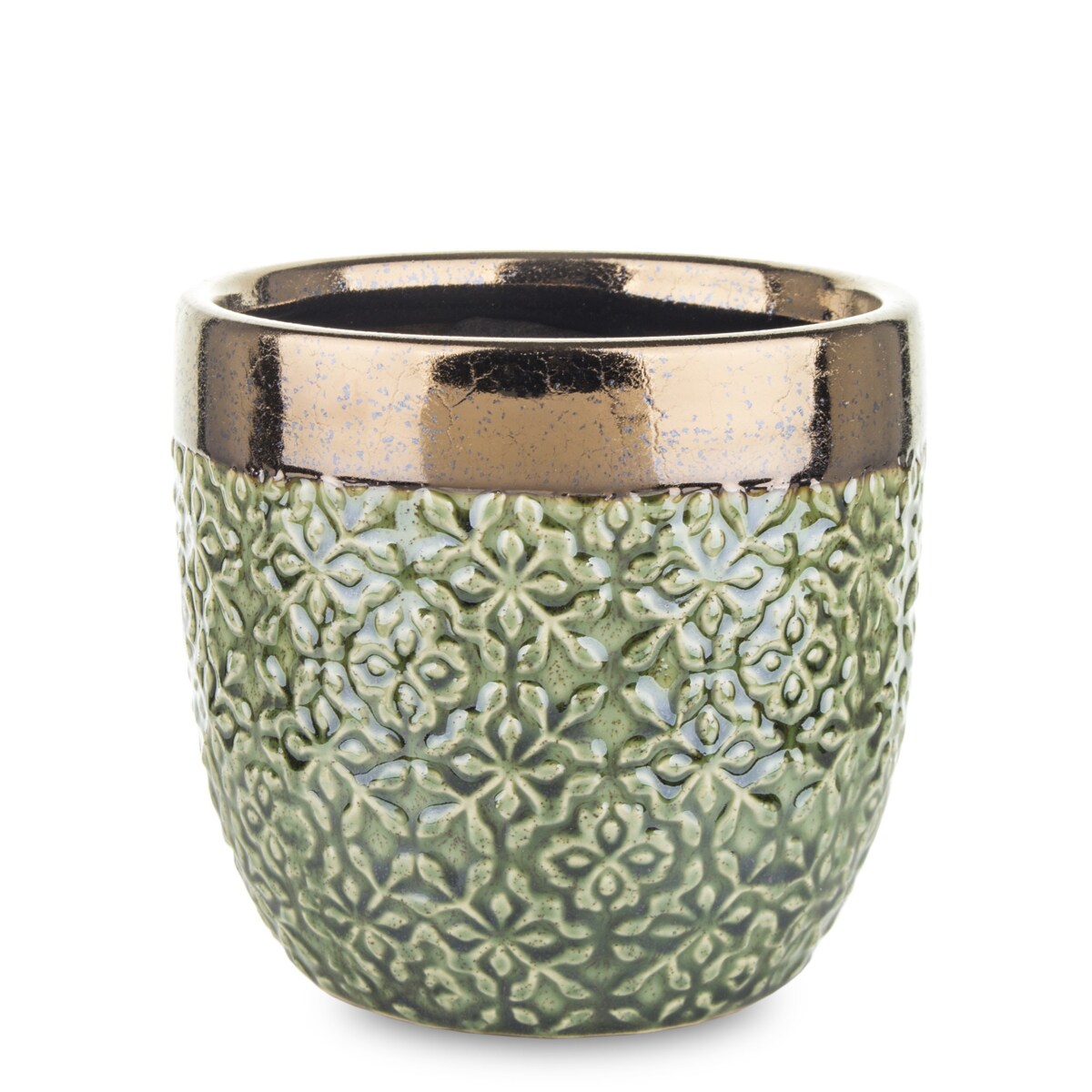 Osłonka ceramiczna zielono-złota 13x13,5 cm CASTEL