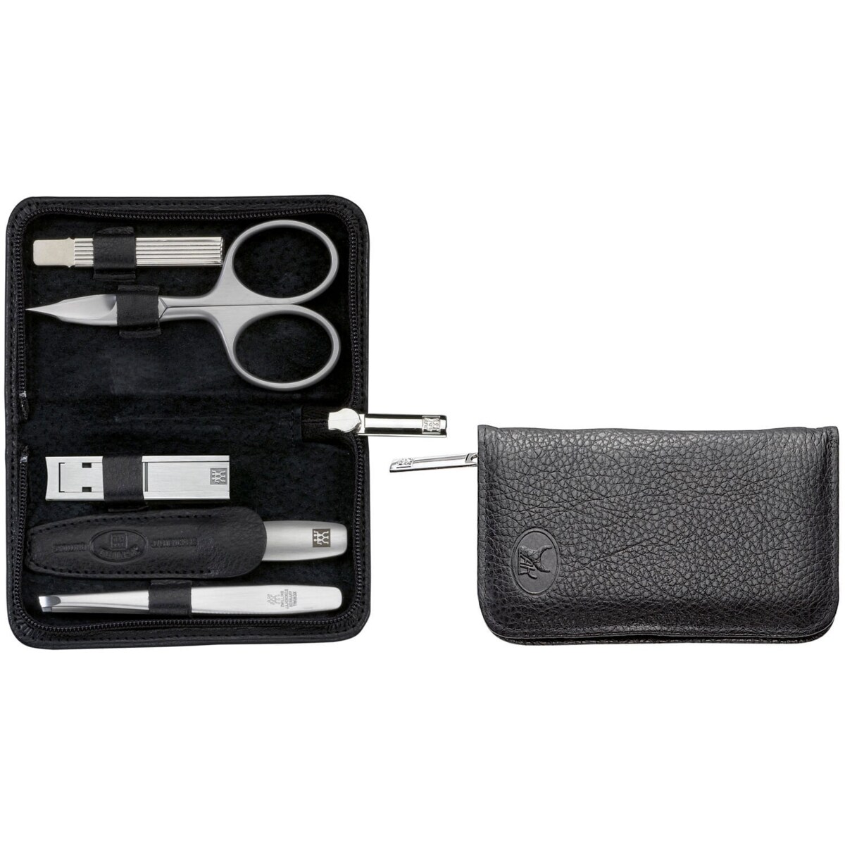 Zestaw podróżny Zwilling Twinox – czarne, skórzane etui, 5 elementów - Czarny