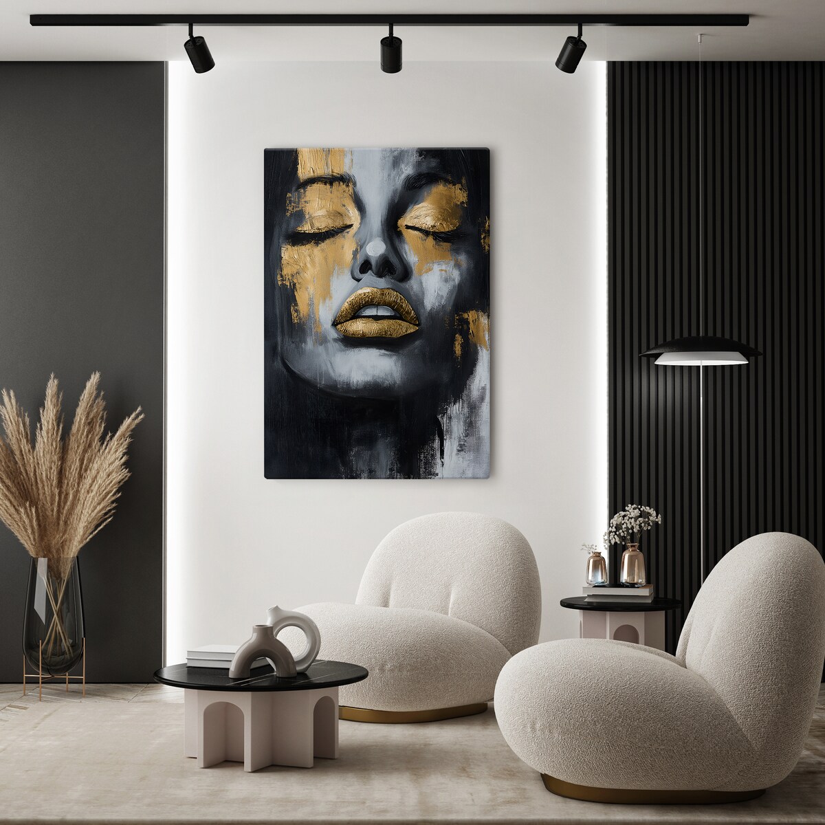 OBRAZ NA PŁÓTNIE DO SYPIALNI ABSTRAKCJA STYL GLAMOUR KOBIECY PORTRET 50x70cm