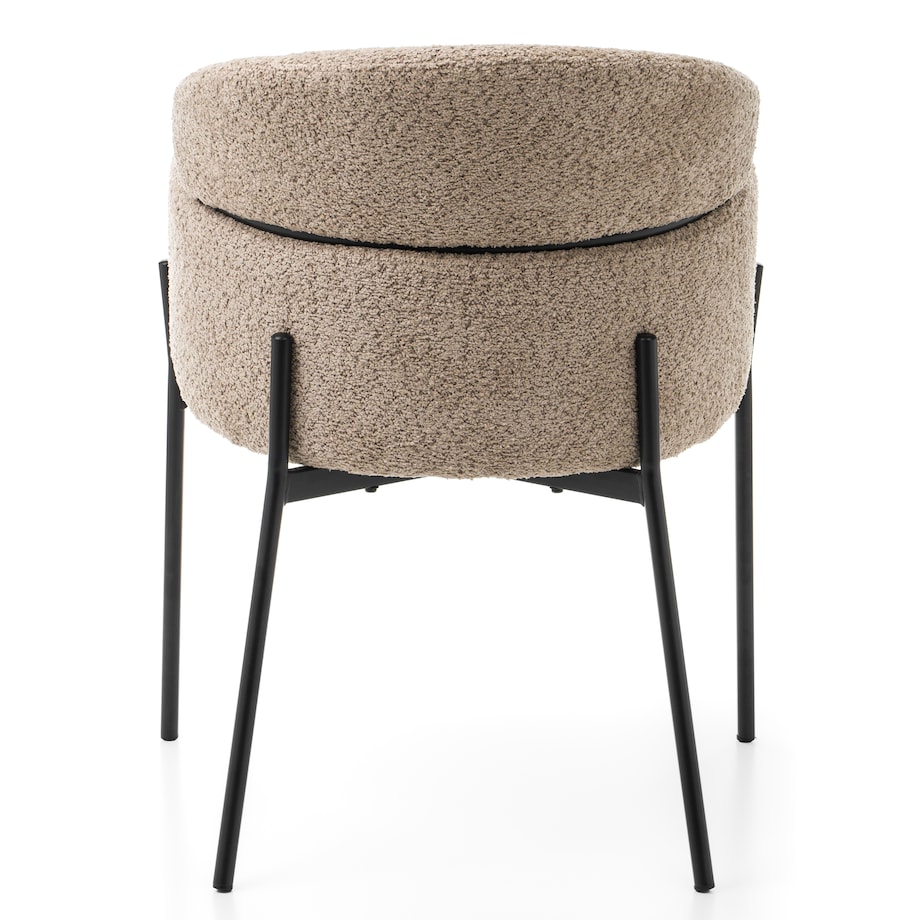 Krzesło tapicerowane boucle do salonu BOLZANO ciemnobeżowe