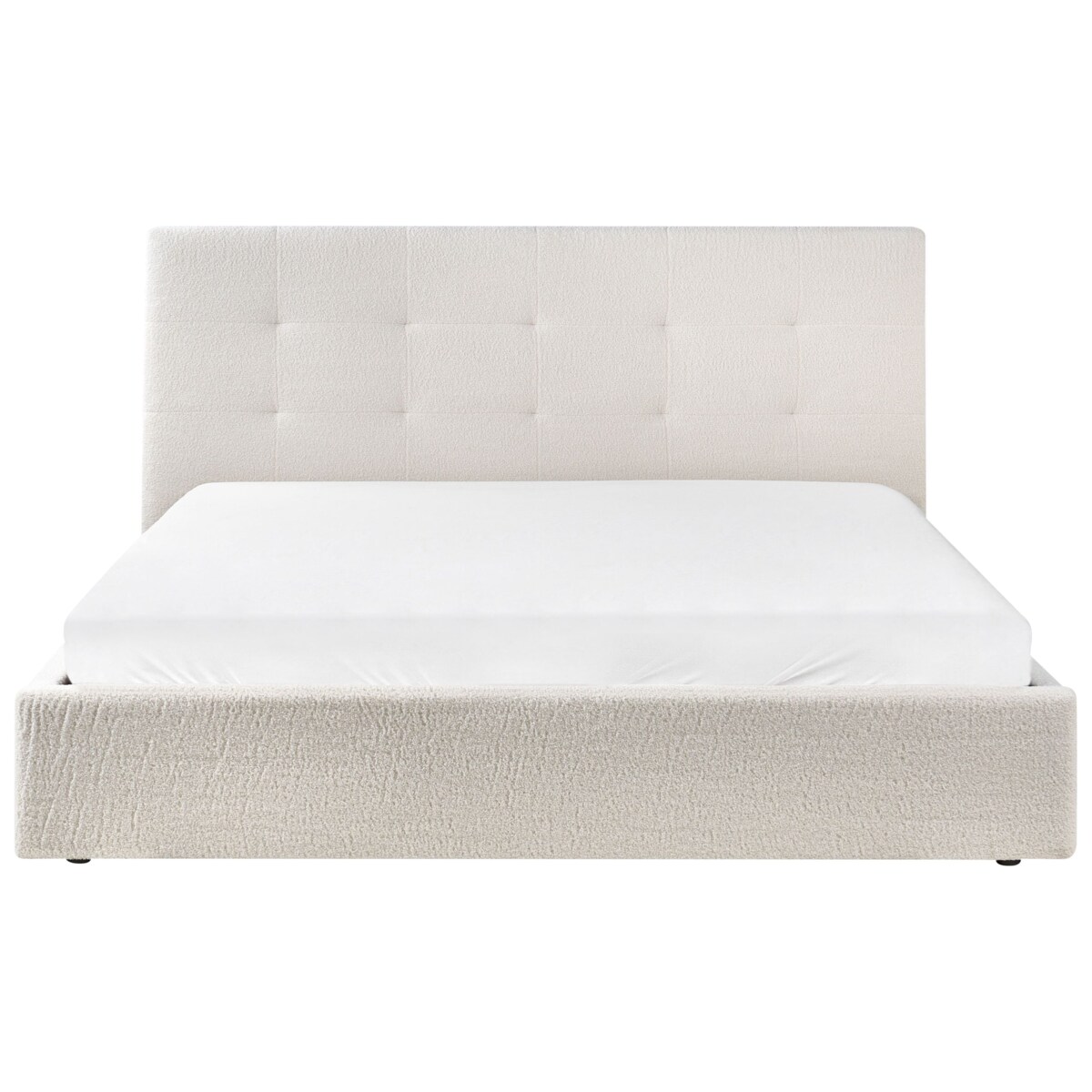 Łóżko z pojemnikiem Boucle LORIENT 180 x 200 cm Złamana biel
