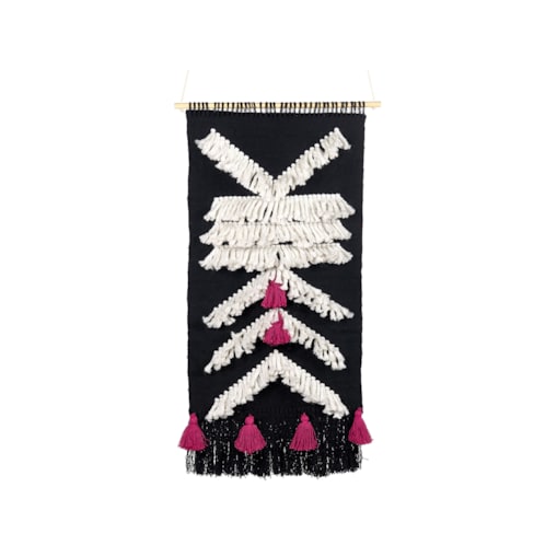 Dekoracja ścienna bawełniana czarno-biała PAKPATTAN