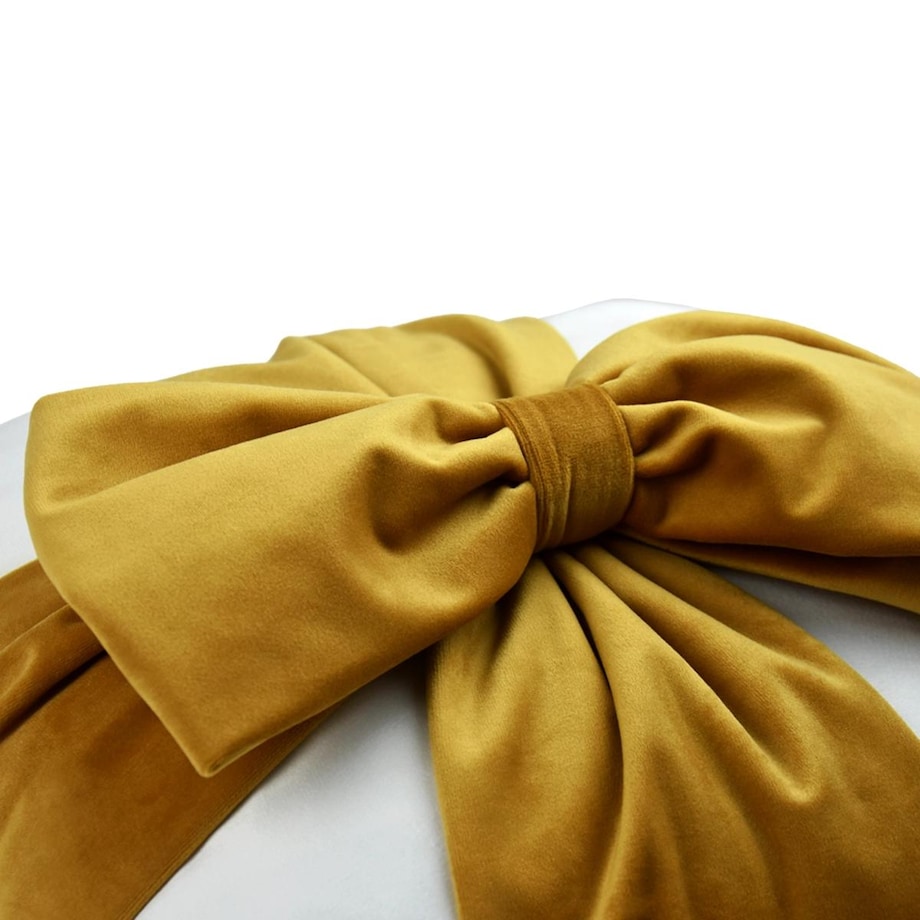 Poduszka VELVET VE2215 | Musztardowa kokarda 40 x 40 cm