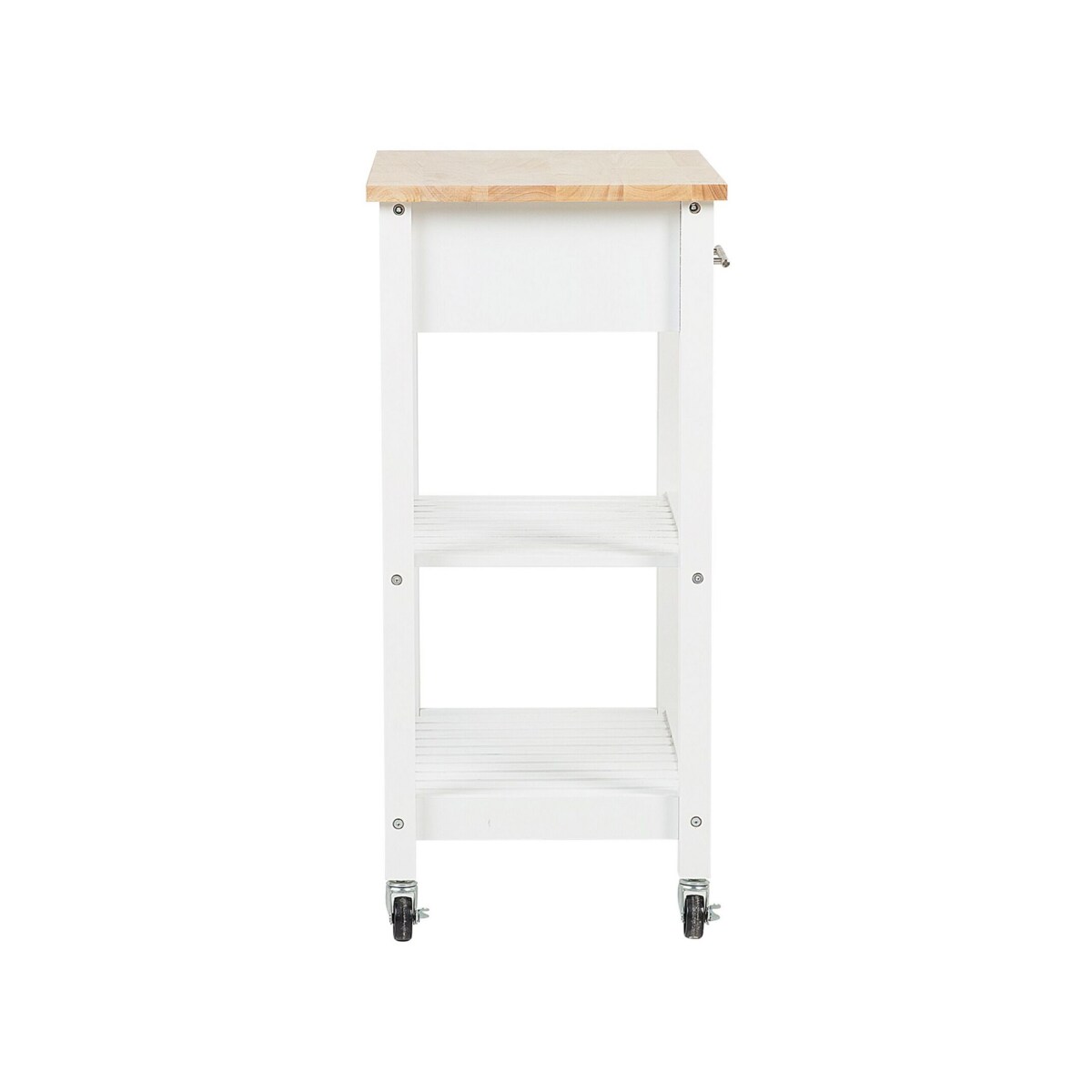 Drewniany wózek kuchenny z szufladą biały HIUMA