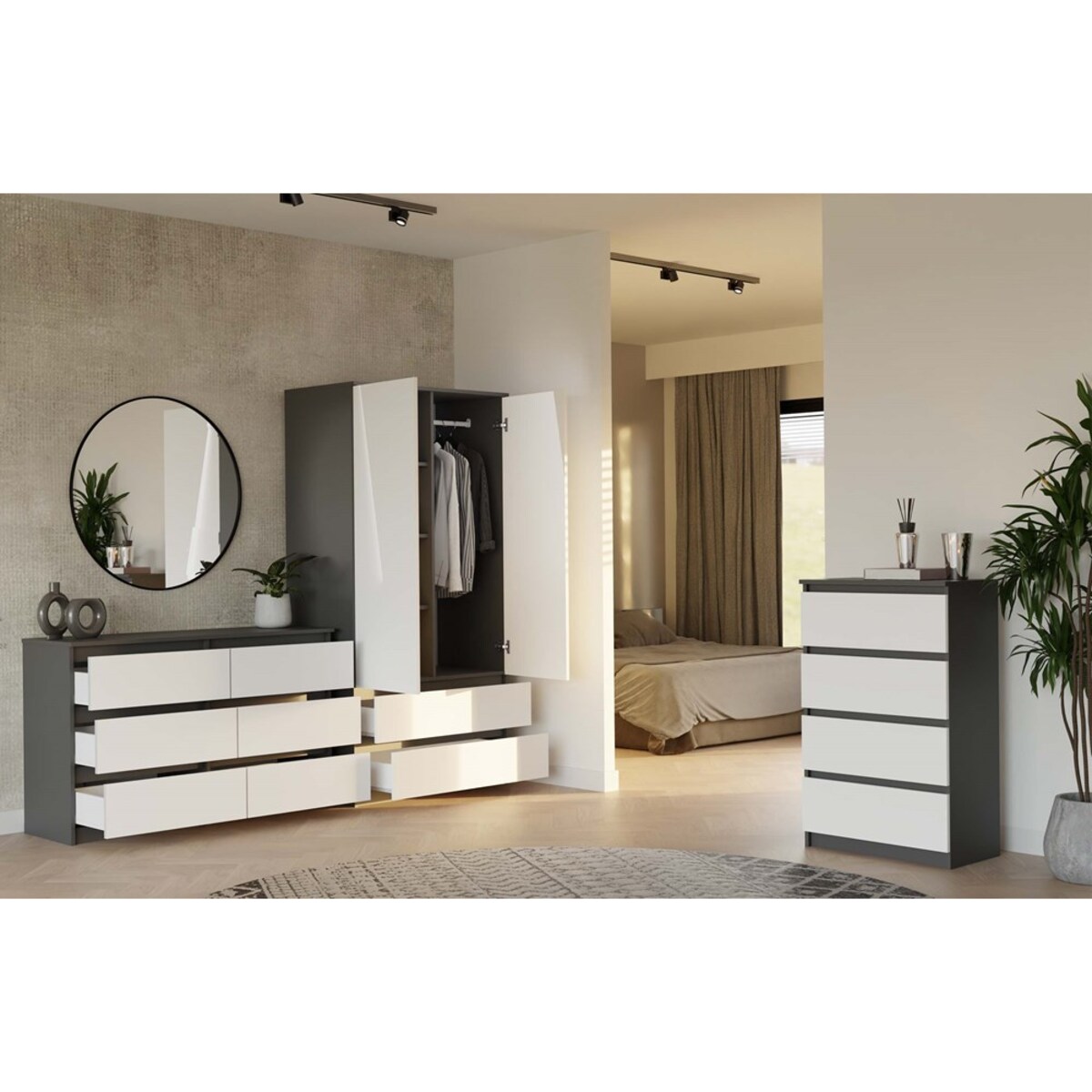 Komoda Malwa M6 120 ANTRACYT / BIAŁY